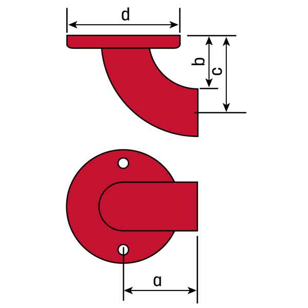 Flush Weld Wall Return, for 1-1/4" Pipe, Steel, Two 5/16" Holes