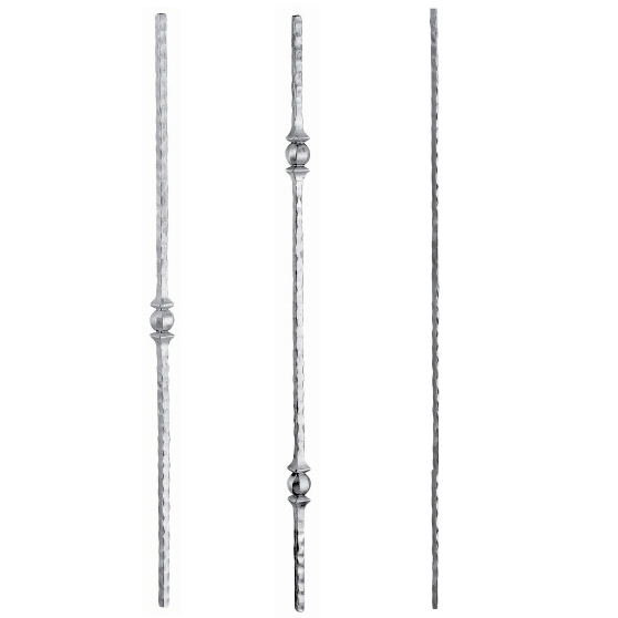 1/2" sq. Hammered Aluminum Balusters with Ball Center Designs