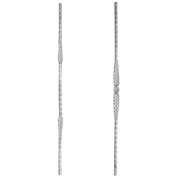 9/16" sq. Aluminum Hammered Balusters w/Stamped Leaf Pattern