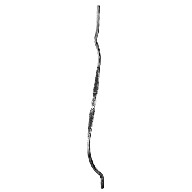 9/16" sq. Steel Hammered Balcony Baluster w/Center Rosette and Leaf Pattern