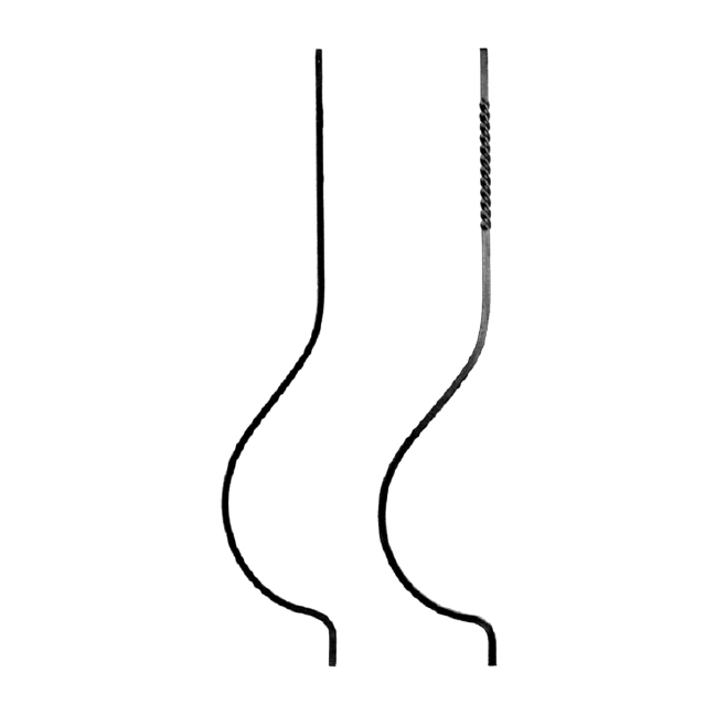 5/8" sq. Steel Balcony Balusters w/Upper Twist or Plain Bar and 5-3/8" Bow