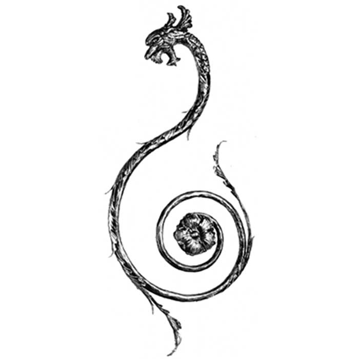Dragon Head Steel Newel Post, 1-3/8" dia. material, 42-1/8" Tall