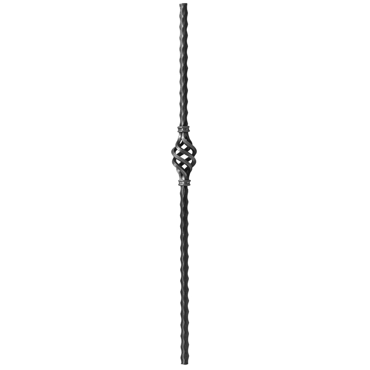 1-3/16" sq. Forged Steel Edge Hammered Newel Post with Cage