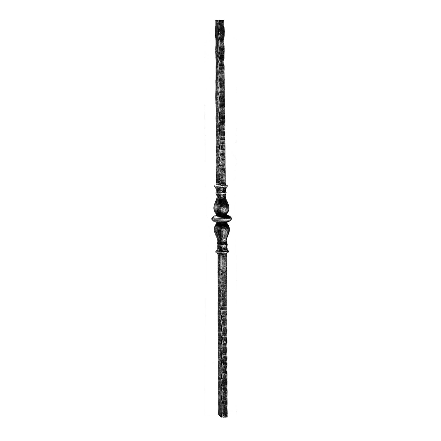 1" sq. Forged Steel Hammered Newel Post w/Decorative Center Collar