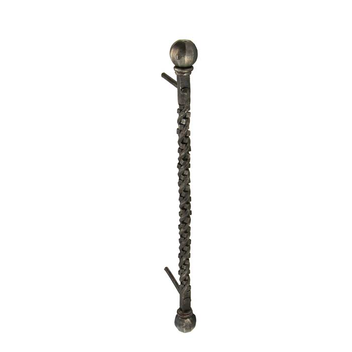 26" Tall Forged Steel Door Handle w/Wrapped Metal Center & Beveled Ball Ends