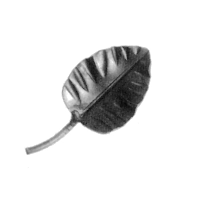 Forged Steel Rose Leaf w/Stem, 1/16" Thick, 3-1/4" Tall