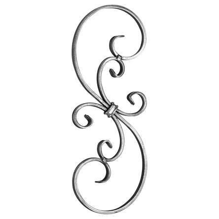 1/2" x 1/4" Forged Steel S-Scroll Panel, 15-3/4" Tall