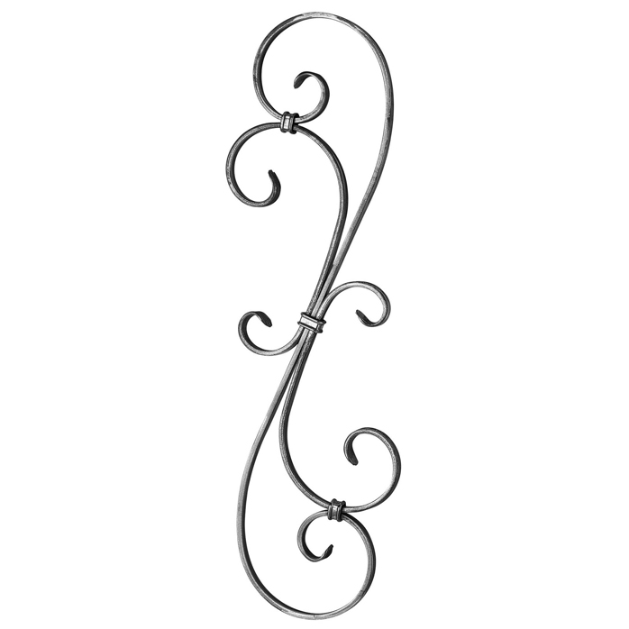 1/2" x 1/4" Forged Steel S-Scroll Panel, 23-5/8" Tall