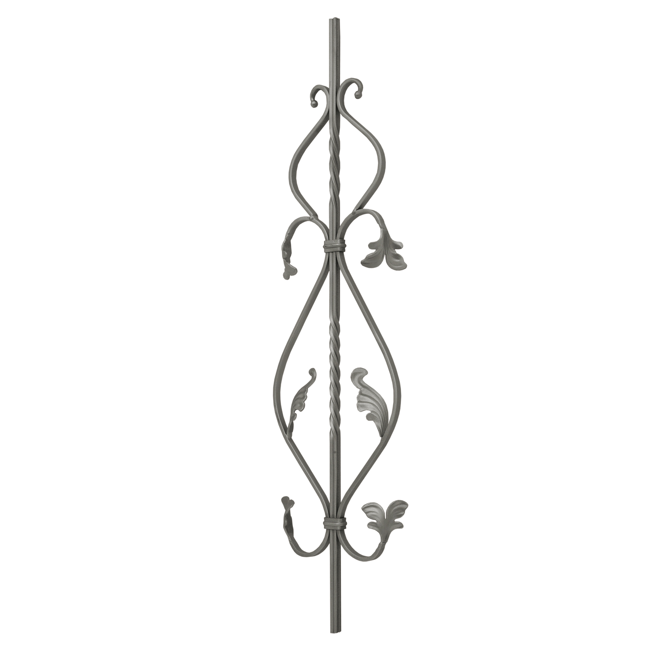 1/2" sq. Forged Steel Panel with Various Scrolls and Leaves, 35-7/16" Tall
