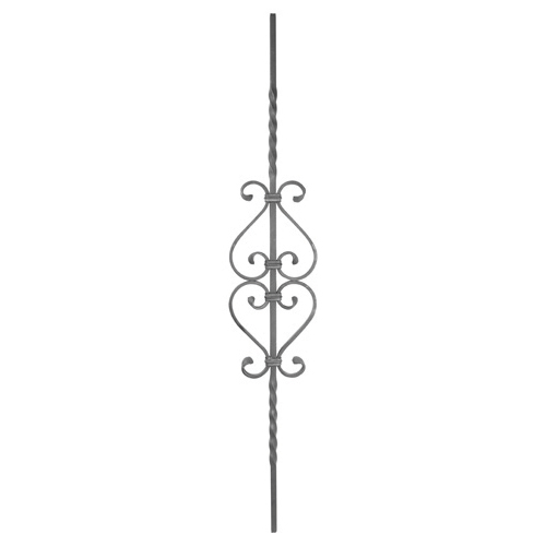 1/2" sq. Forged Steel Scroll Panel w/Center Scrolls & Twists, 39-3/8" Tall