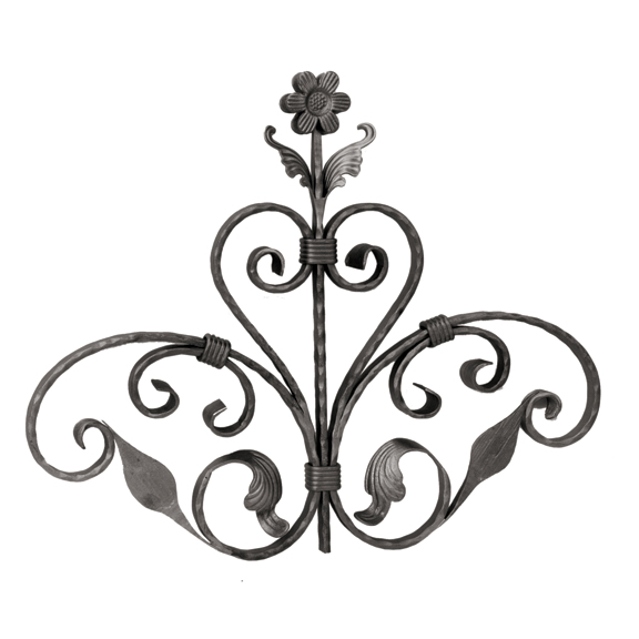5/8" x 5/16" Forged Steel Top Scroll Panel, 23-3/64" Tall