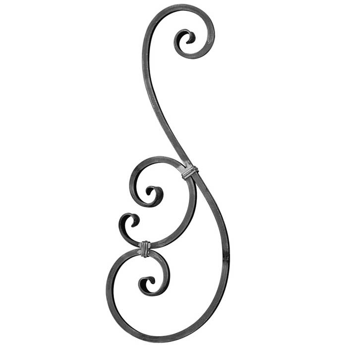 9/16" sq. Steel S-Scroll Panel, 28-3/8" Tall