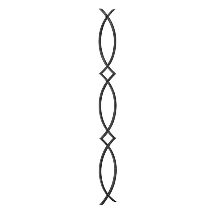 5/8" x 5/16" Forged Steel Modern Scroll Panel, 30-3/8" Tall