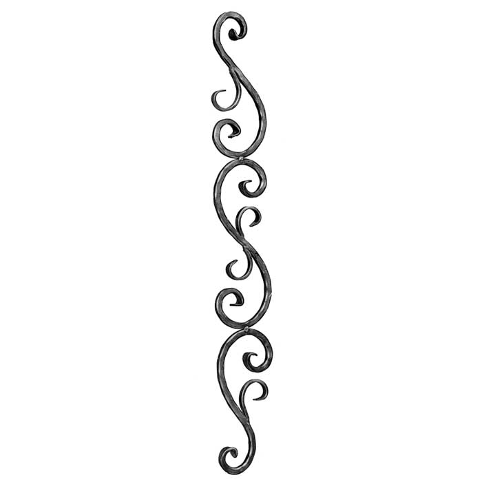 1/2" sq. Forged Steel Scroll Panel w/Various S-Scroll Shapes, 35-7/16" Tall