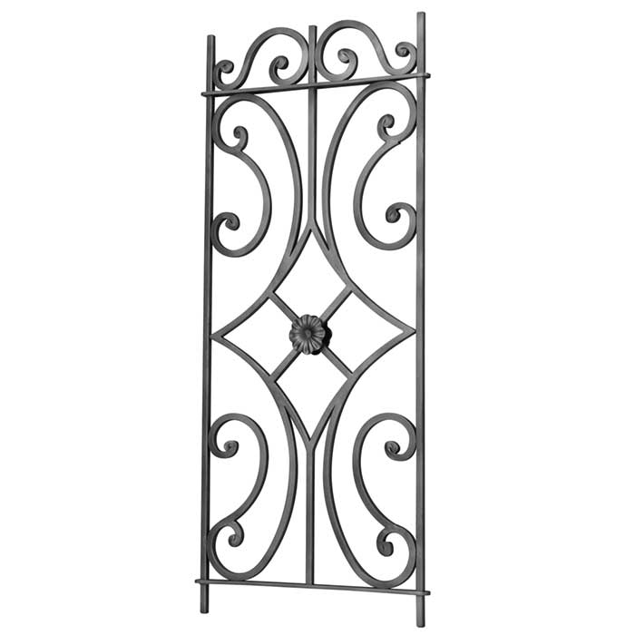 1/2" sq. Forged Steel Framed Panel w/Scrolls and Center Rosette, 39-3/8" Tall