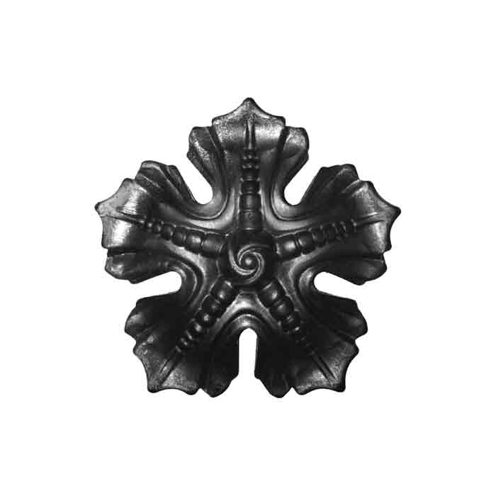 3-1/2" dia. Forged Steel 5 Petal Floral Rosette, 1/8" thick