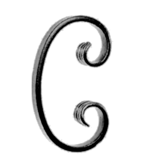 1/2" x 1/4" Forged Steel C-Scroll, 5-3/8" Tall