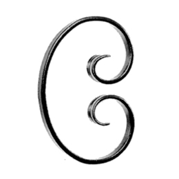 1/2" x 1/4" Forged Steel C-Scroll, 7-1/2" Tall