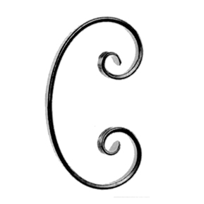 1/2" x 1/4" Forged Steel C-Scroll, 8-1/2" Tall