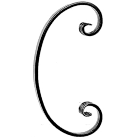1/2" x 1/4" Forged Steel C-Scroll, 9-7/8" Tall