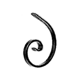 1/2" x 1/4" Forged Steel Scroll w/one Curl, 5-1/4" Tall