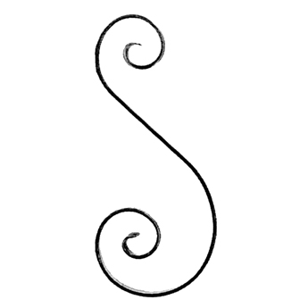 1/2" x 1/4" Forged Steel S-Scroll, 17-1/4" Tall