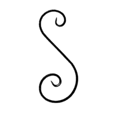 1/2" x 1/4" Forged Steel S-Scroll, 9-5/8" Tall