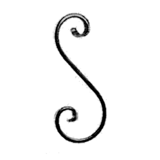 1/2" x 1/4" Forged Steel S-Scroll, 7-1/2" Tall