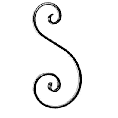 1/2" x 1/4" Forged Steel S-Scroll, 10-1/4" Tall