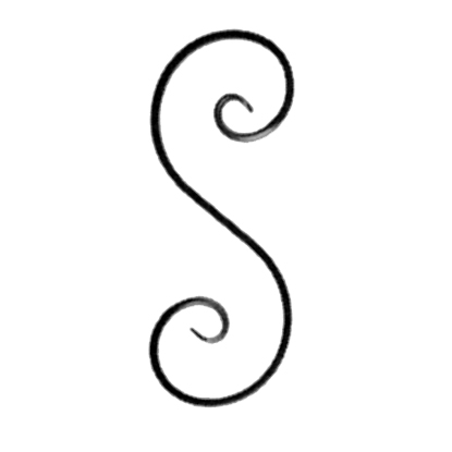 3/4" x 1/4" Forged Steel S-Scroll, 12-3/8" Tall