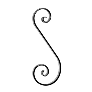 3/4" x 1/4" Forged Steel S-Scroll, 13-1/2" Tall