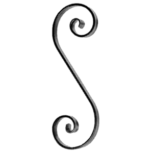 3/4" x 1/4" Forged Steel S-Scroll, 14-3/8" Tall