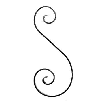 3/4" x 1/4" Forged Steel S-Scroll, 17-1/8" Tall