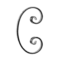 3/4" x 1/4" Forged Steel C-Scroll, 8-3/8" Tall