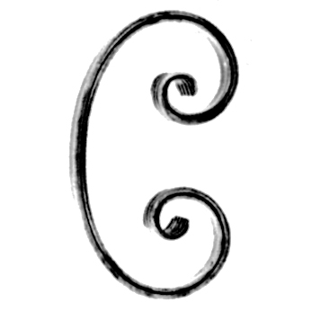 5/8" x 5/16" Forged Steel Grooved Edge C-Scroll, 8-3/8" Tall