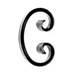 5/8" x 5/16" Forged Steel Grooved Edge C-Scroll, 5-3/8" Tall
