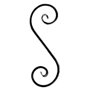 5/8" x 5/16" Forged Steel Grooved Edge S-Scroll, 13-1/4" Tall