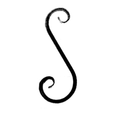 5/8" x 5/16" Forged Steel Grooved Edge S-Scroll, 8-1/4" Tall