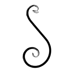 5/8" x 5/16" Forged Steel Grooved Edge S-Scroll, 9-1/4" Tall