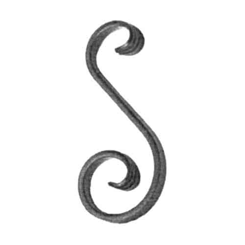 1/2" x 1/4" Forged Steel S-Scroll, 5-7/8" Tall