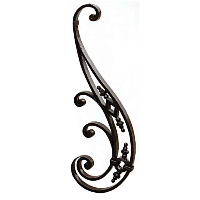 1-3/16" x 1" Forged Steel S-Scroll Starter Post, 43-5/16" Tall