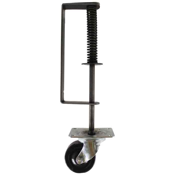 Gate Roller Spring w/ 3" Swivel Caster, 100lbs. Capacity, 16-3/4" Tall, Mill Finish