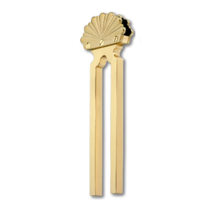 Glass Clip for maximum 1/2" Glass, Scalloped Design, w/10-1/16" Support, Brass