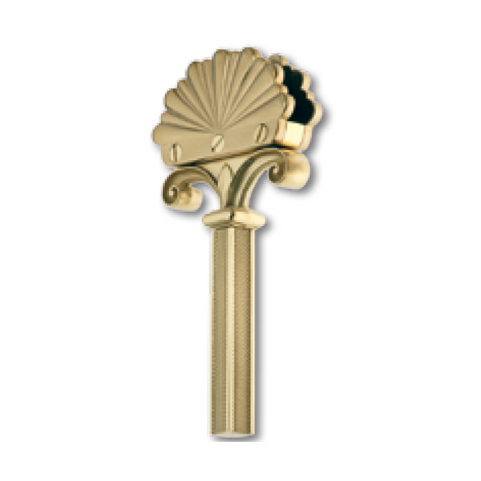 Glass Clip for maximum 1/2" Glass, Scalloped Design, w/4-5/16" Guilloched Support, Brass
