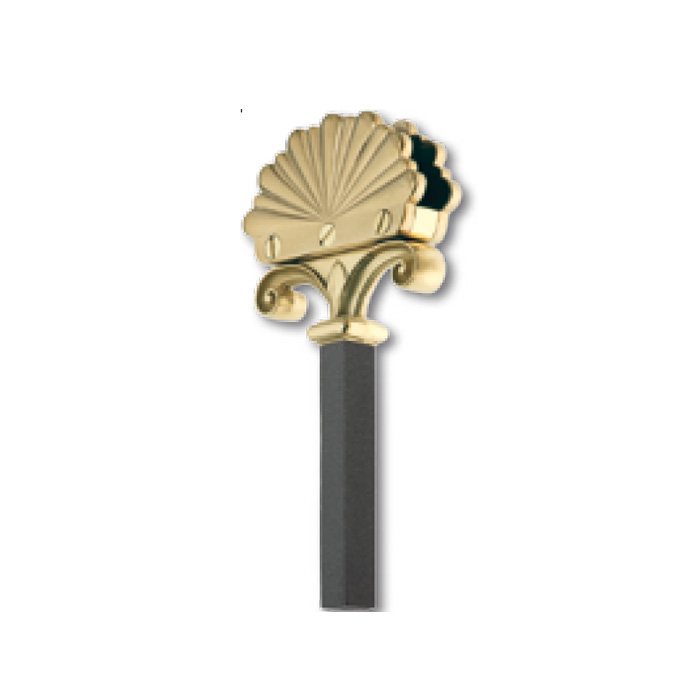 Glass Clip for maximum 1/2" Glass, Scalloped Design, w/4-5/16" Guilloched Steel Support, Brass