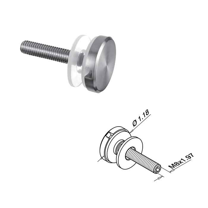 Glass Adapter, Flat to Glass, 316 Satin Stainless Steel, Sold 4/Box (14.0740.000.12)