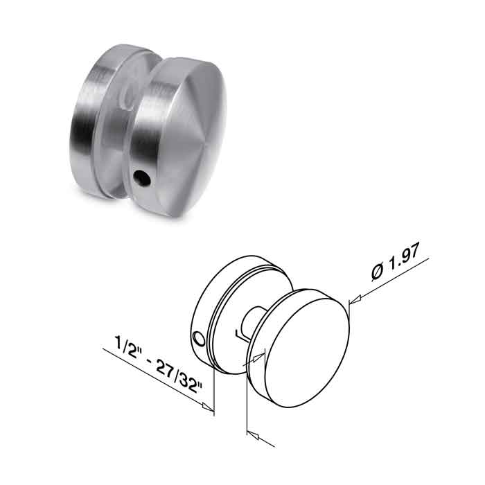 1.97" dia. Glass to Glass Connector, 316 Satin Stainless Steel, Sold 2/Box (14.0742.050.12)