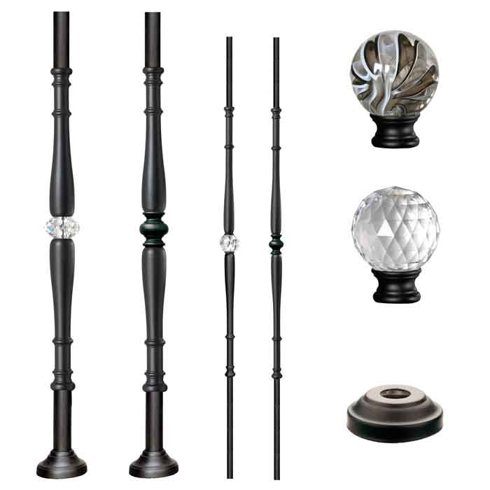 Grande Forge Black Diamond Series Posts & Balusters w/Round Base
