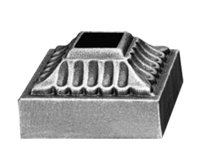 Base Shoe for 9/16" sq., Cast Iron, 2" sq. Base, Zinc Plated