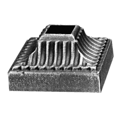 Base Shoe for 5/8" sq., Cast Iron, 2-3/8" sq. Base, Zinc Plated